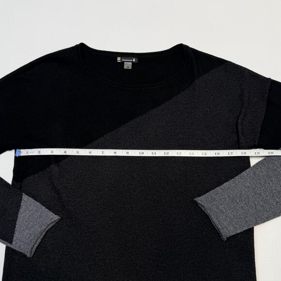 Smartwool Shirt Womens Medium Black Gray Colorblock Merino Wool Long Sleeve - Picture 8 of 11